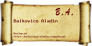 Balkovics Aladin névjegykártya
